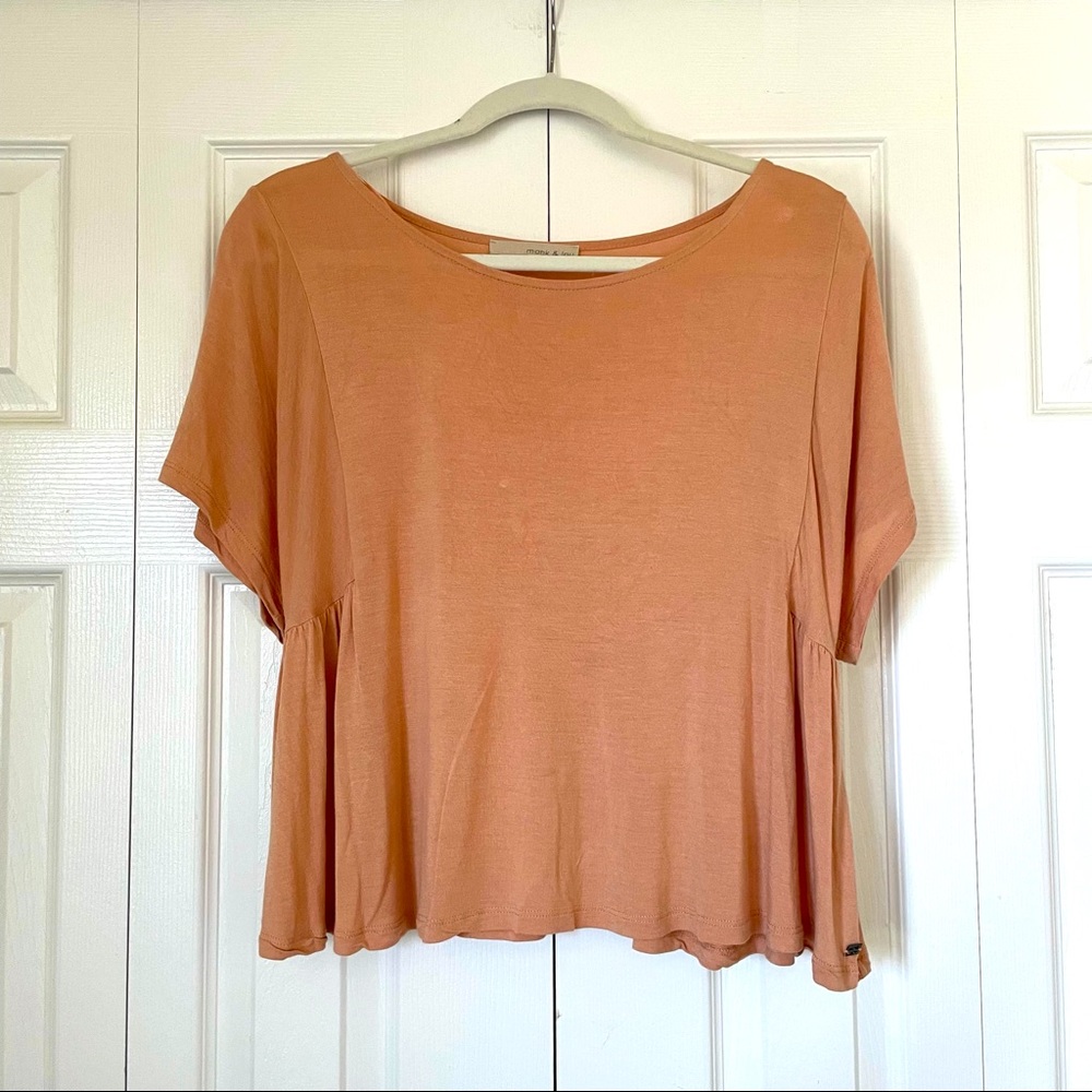Monk & Lou Salmon / Peach Flowy Short Sleeve Top